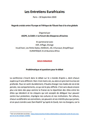 Problématique Entretiens Eurafricains 30 septembre 2020